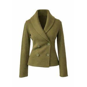 Olive Green Double-Breasted Cardigan - S